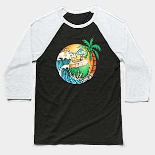 Summer Skeleton Bones Hand Holding Drink Baseball T-Shirt